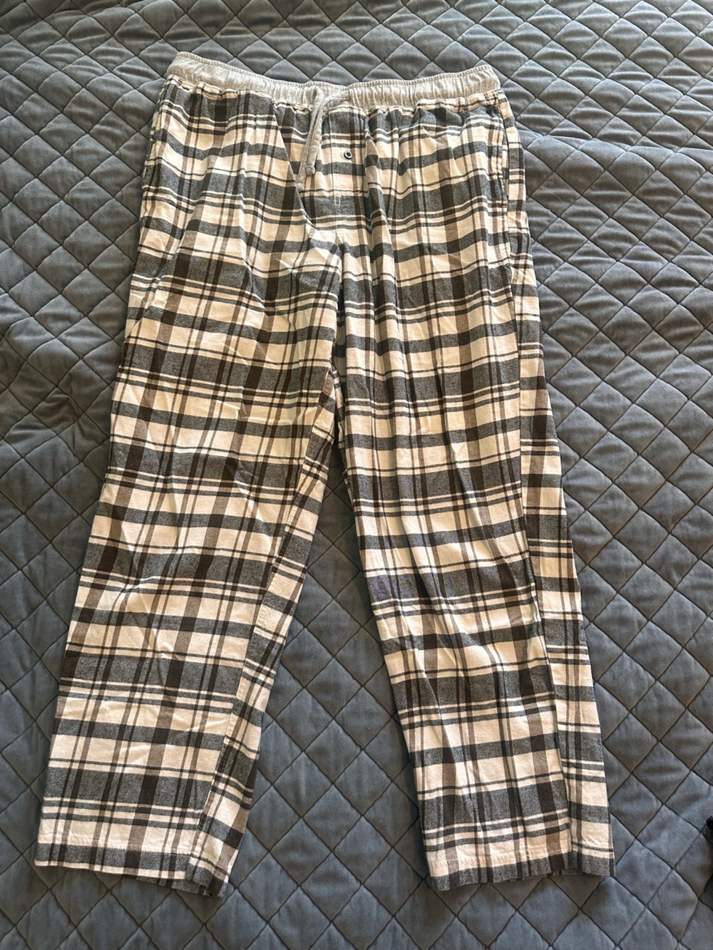 Men's Eddie Bauer Plaid Pajama Pants - Gray & Cream size L